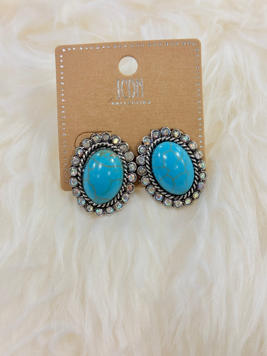 Turquoise Crystal Post Earrings