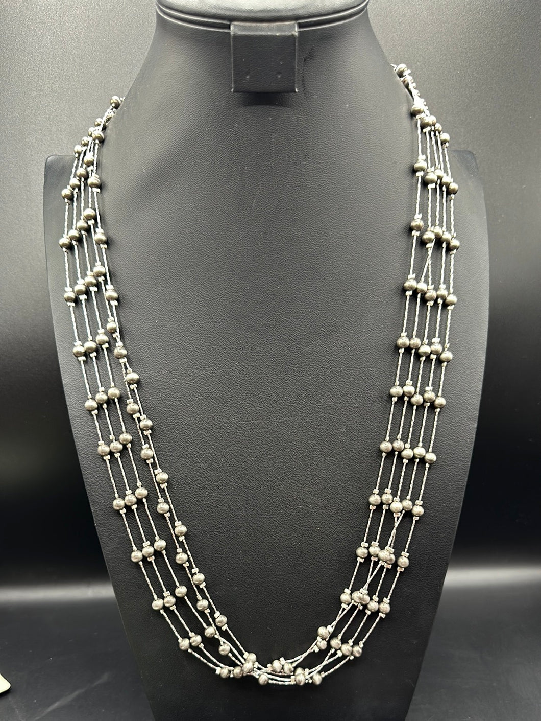 Silver Inspired Pearl Bead Necklace