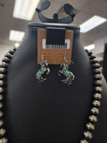 Turquoise Cluster Horse Fishhook Earrings