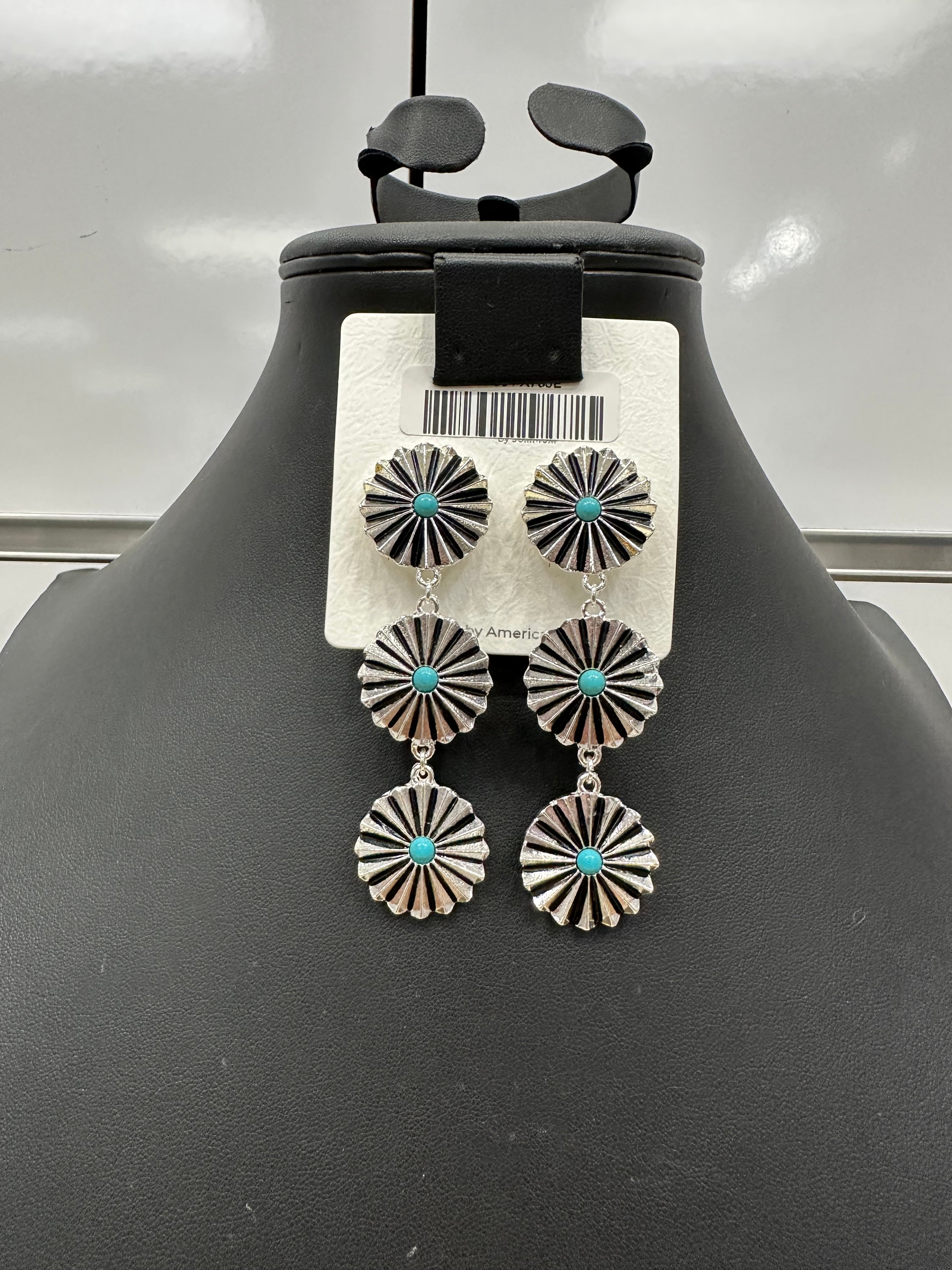 Turquoise Spiral 3-Tier Post Earrings