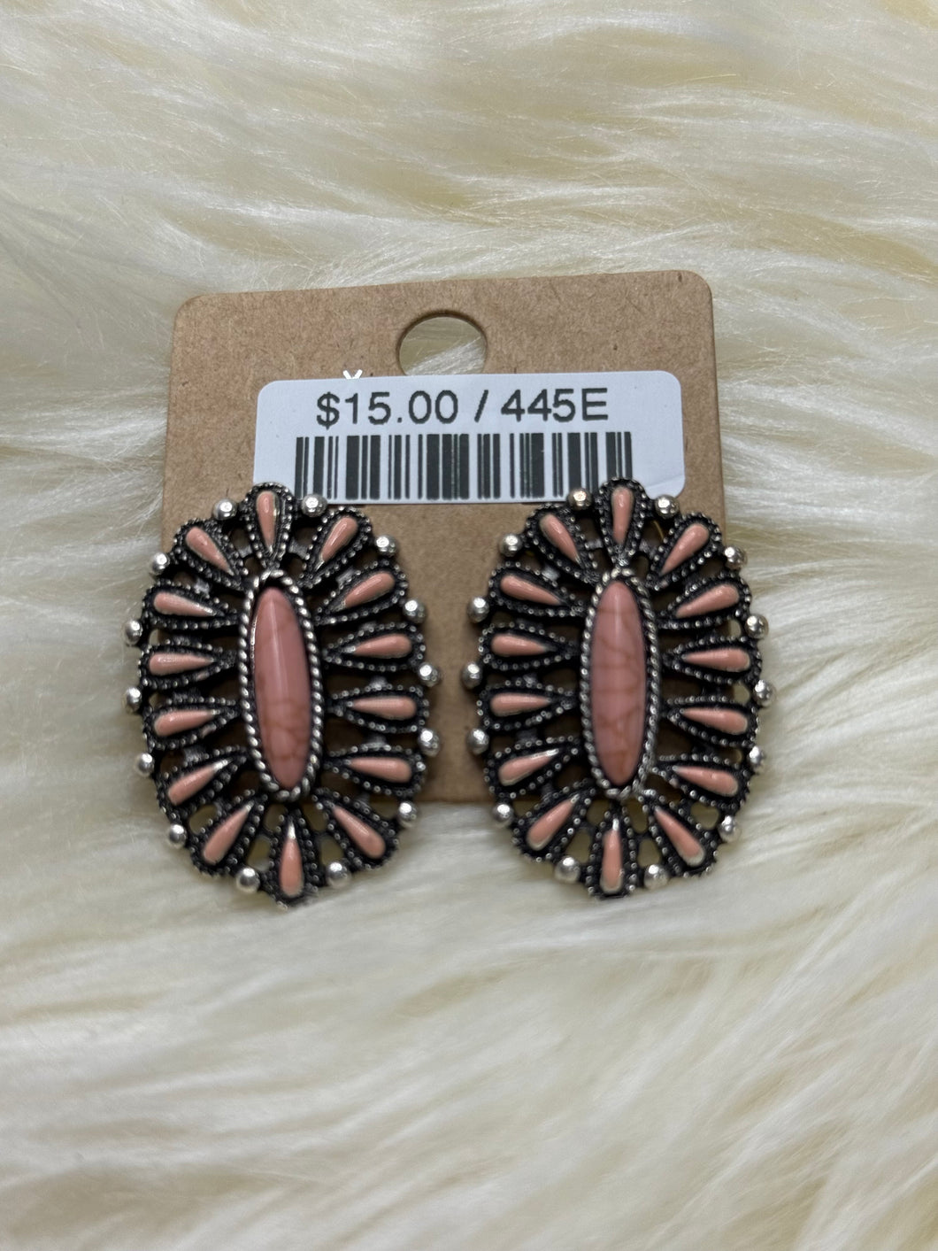 Peach Needlepoint Cluster Post Earrings