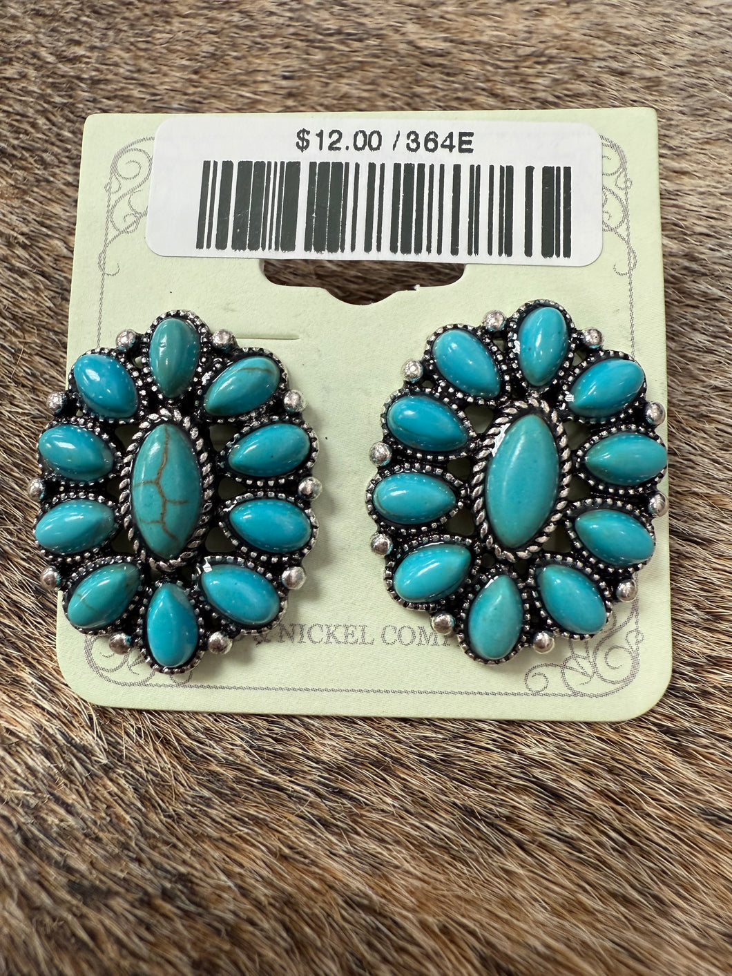 Turquoise Cluster Oval Post Earrings