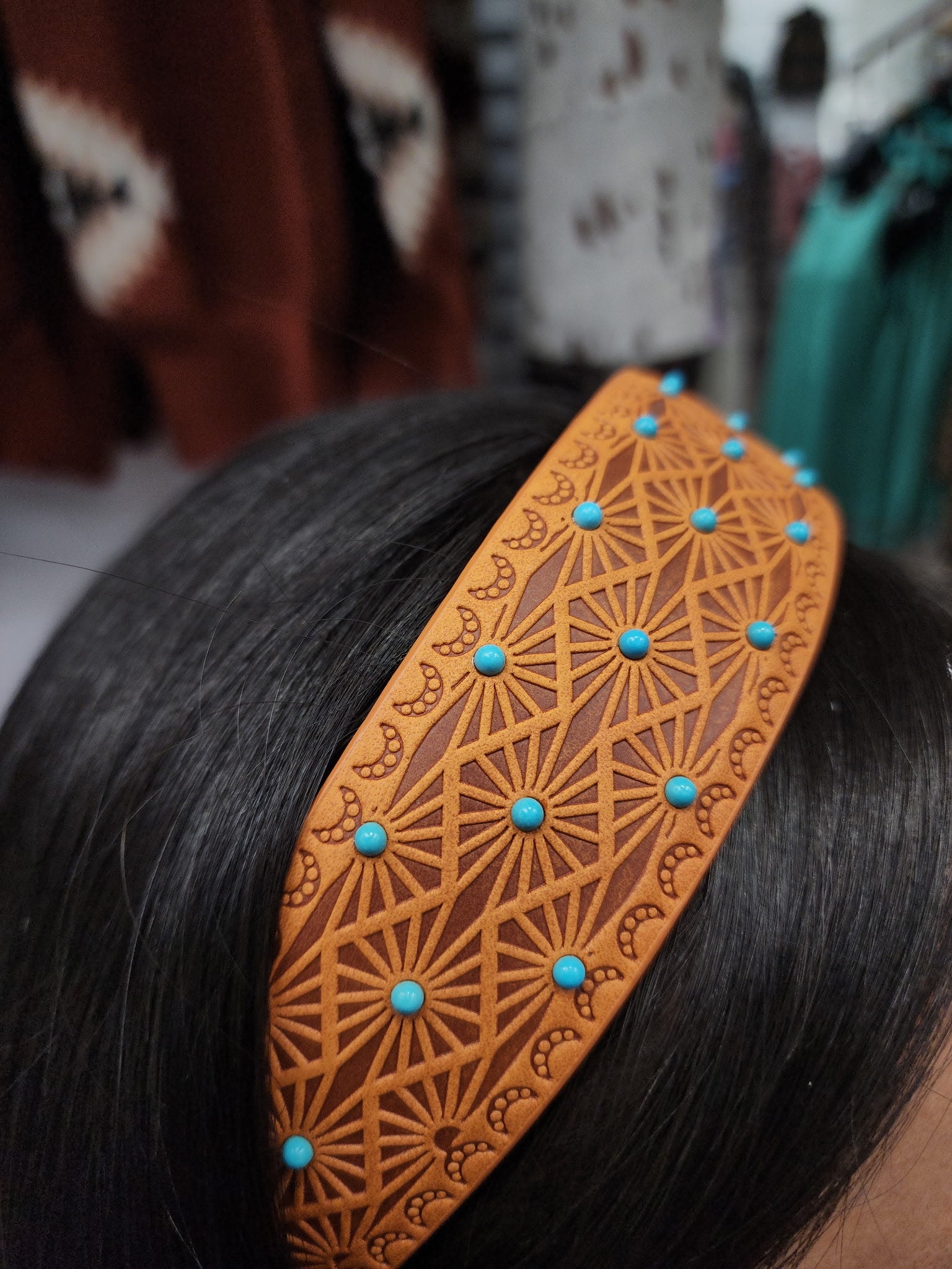 Turquoise Stud Embossed Headband