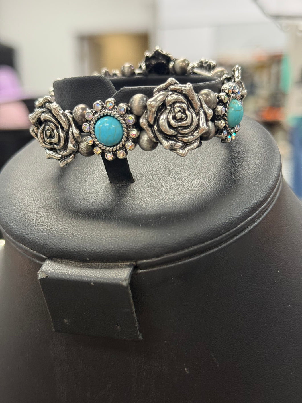 Turquoise Rose Stretch Bracelet