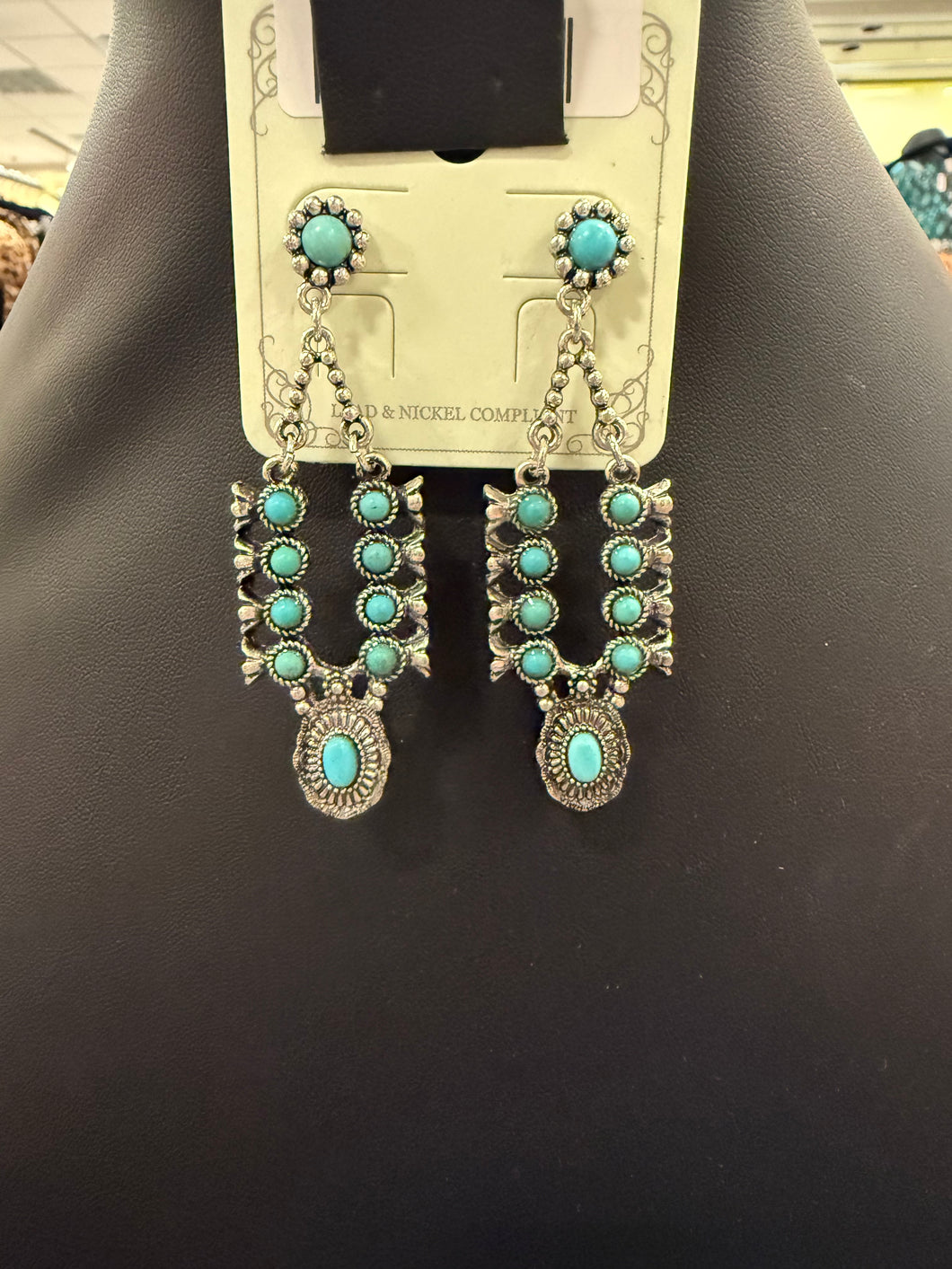 Turquoise Squash Blossom Post Earrings