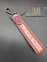 Load image into Gallery viewer, Pink Jewel Tooled Wristlet Strap
