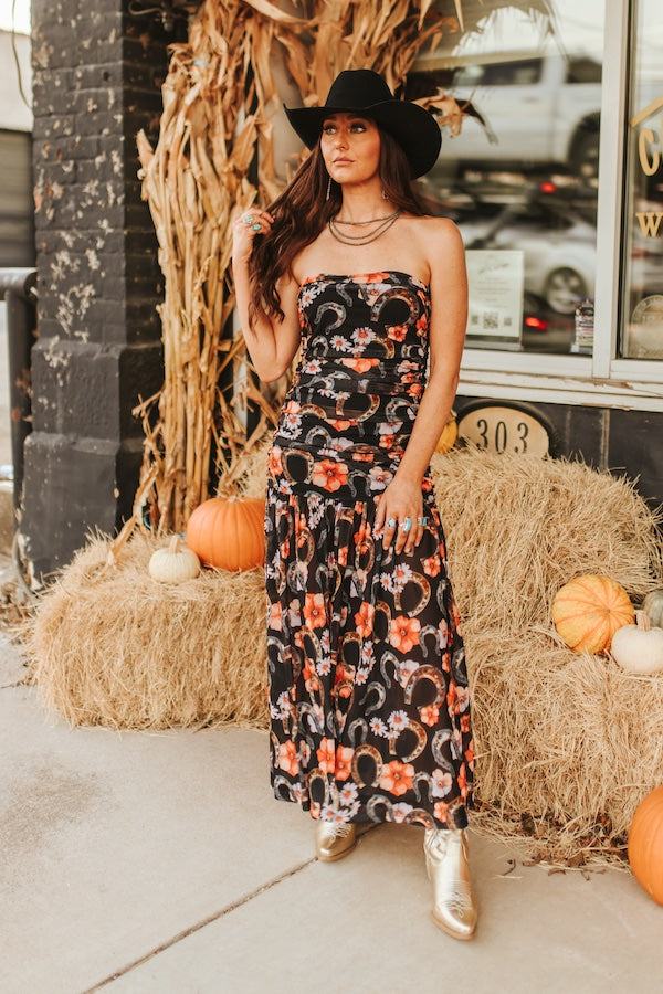 Floral Horseshoe Maxi Dress