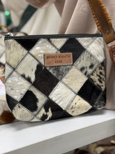 Load image into Gallery viewer, Black Cowhide Make-Up Bag

