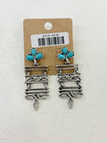 Turquoise Boot Stitch Dangle Post Earrings