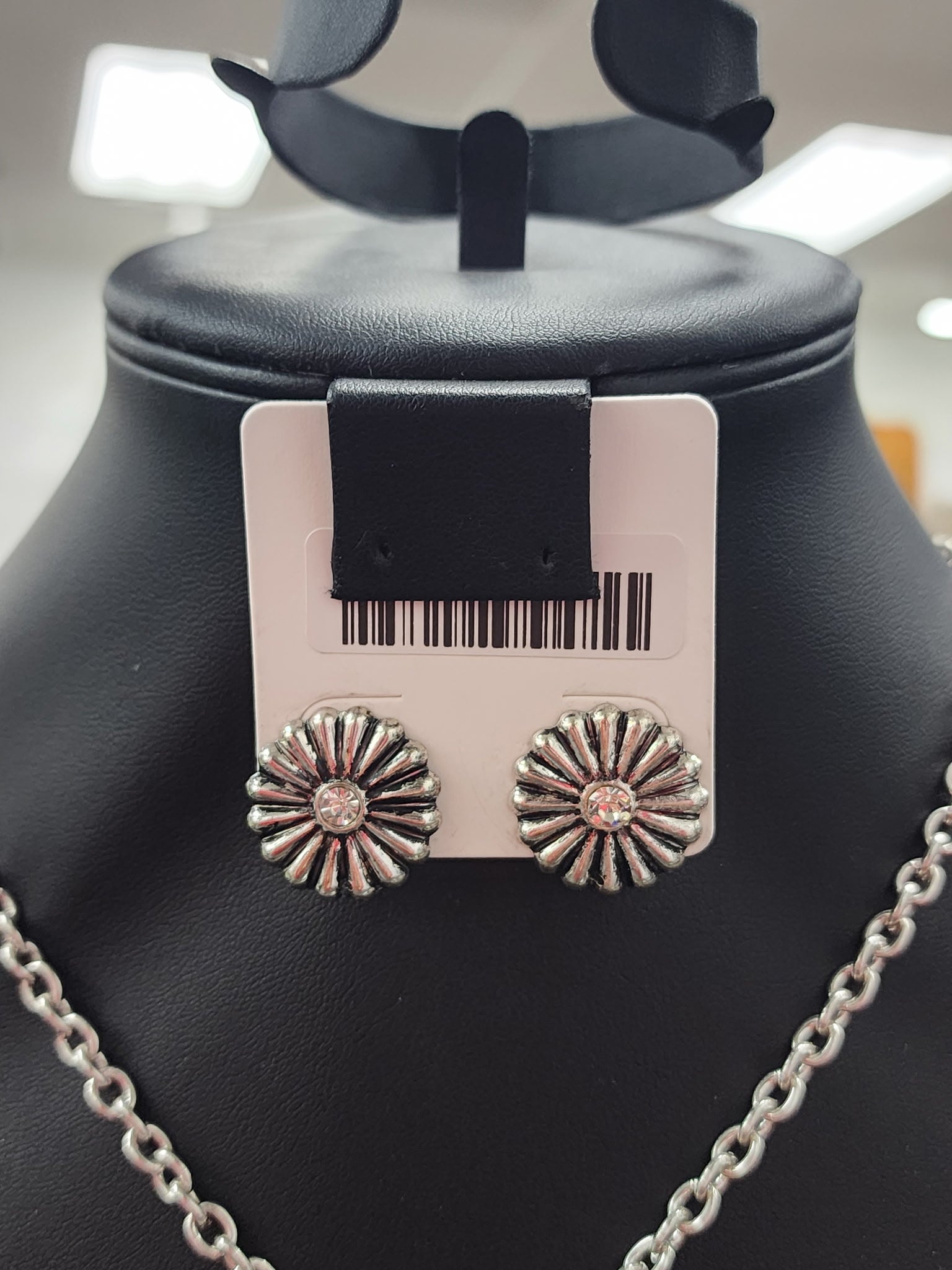 Silver Spiral Concho Post Earrings