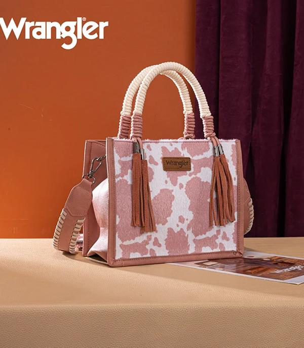 Wrangler Pink Cow Print Rope Mini Crossbody