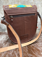 Floral Hand Tooled Woven Crossbody Purse