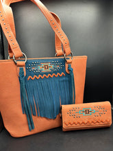 Load image into Gallery viewer, Montana West Peach Southwestern Tote &amp; Wallet Set
