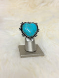Turquoise Heart Cuff Ring