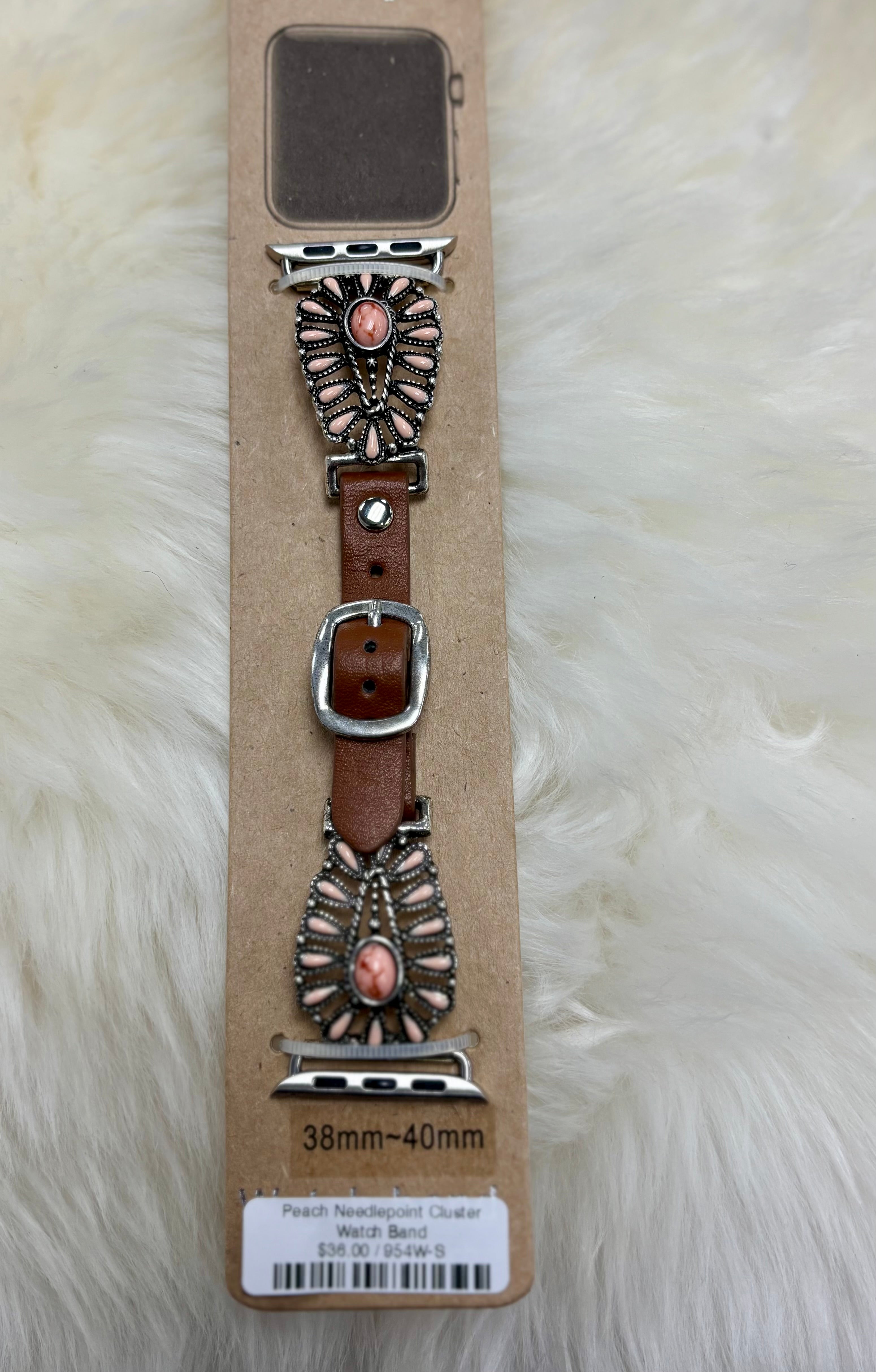 Peach Needlepoint Cluster Watch Band