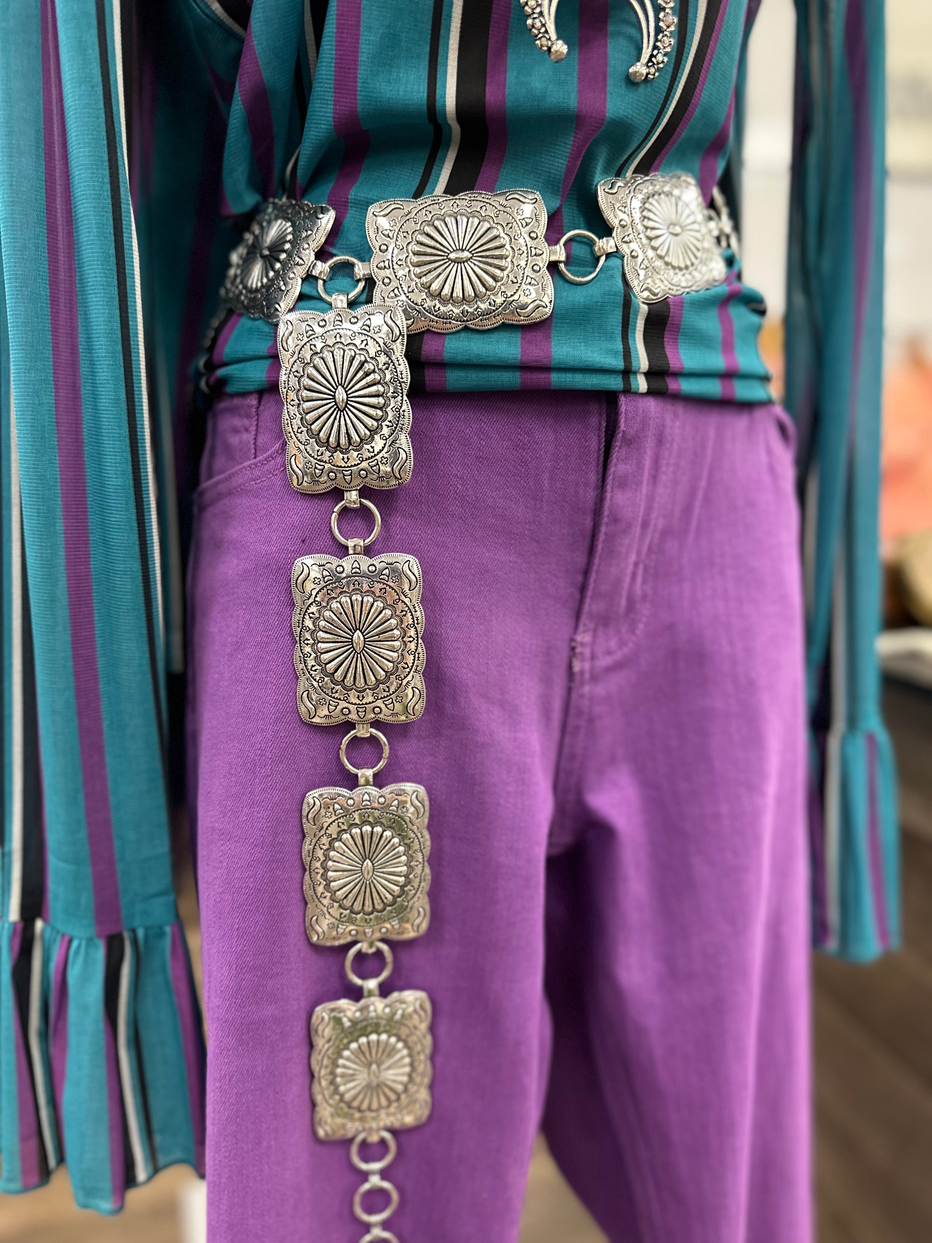 Silver Stamped Concho Belt