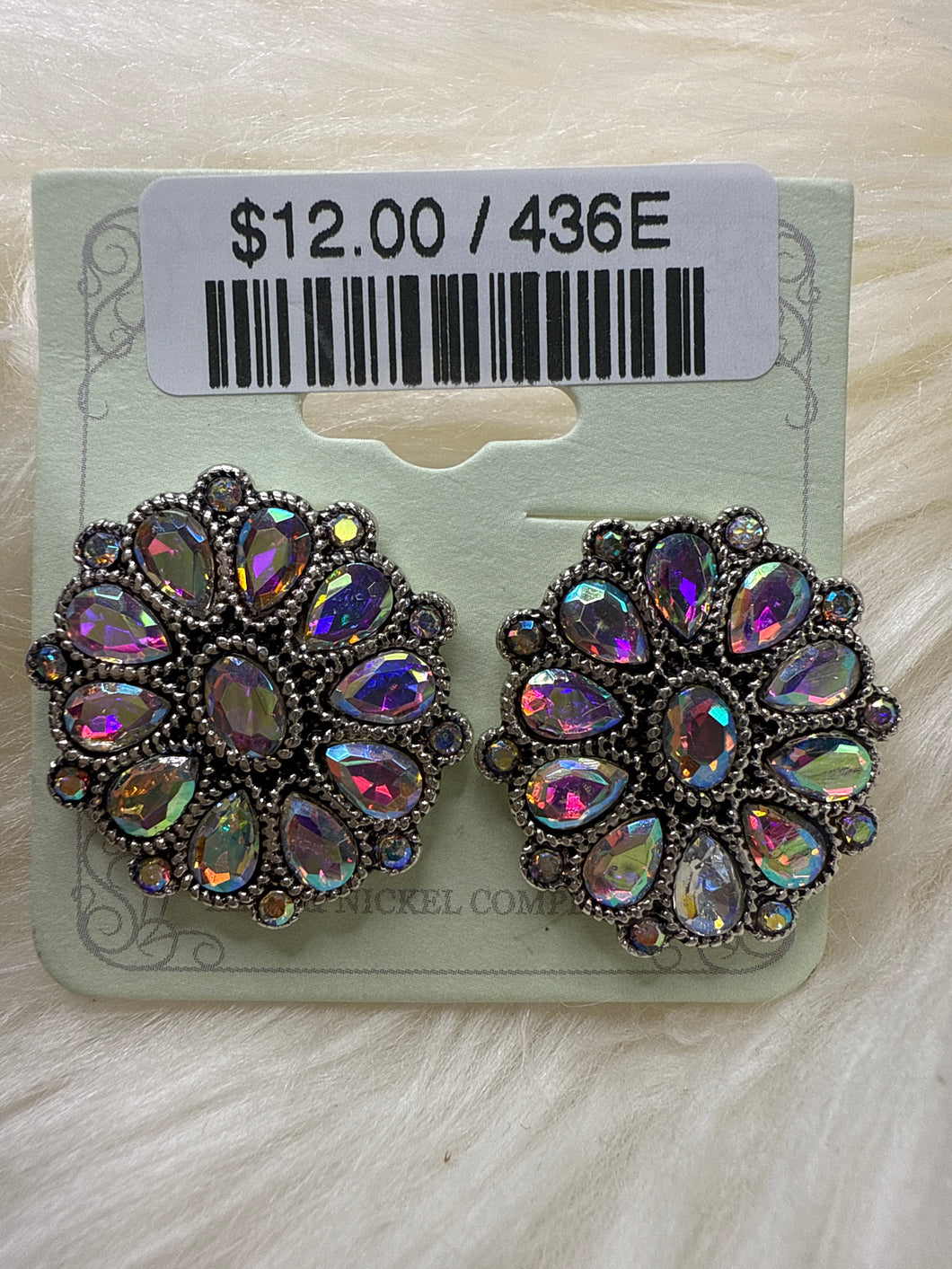 Crystal Floral Cluster Post Earrings