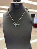Turquoise Floral Steer Pendant Necklace