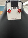 Coral Floral Post Earrings