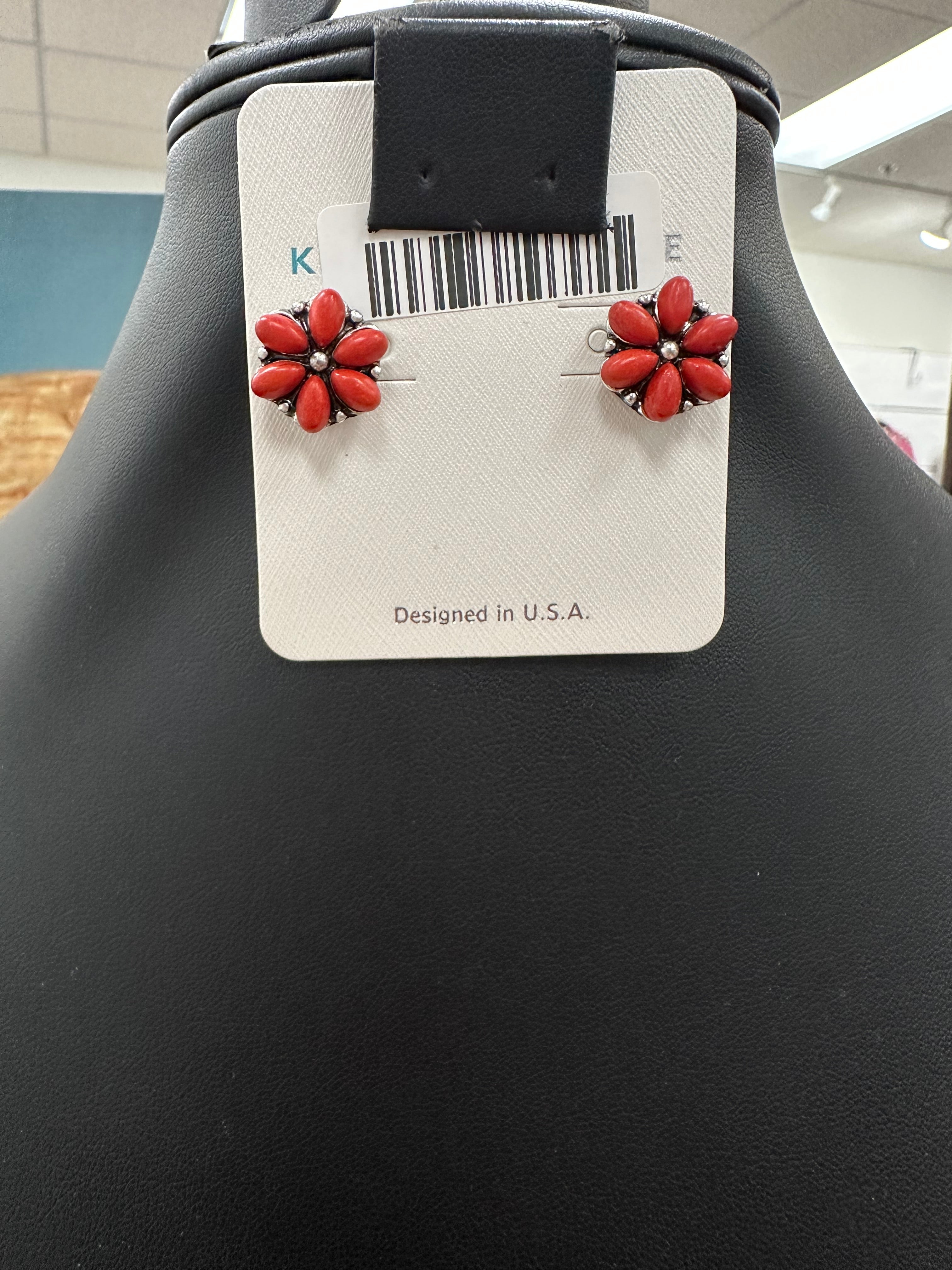 Coral Floral Post Earrings