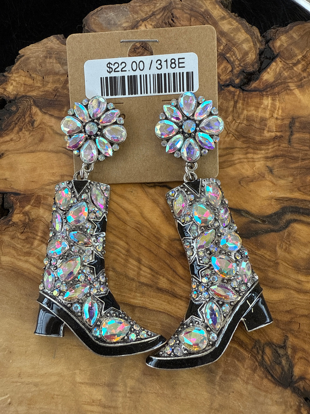 Crystal Boot Post Earrings