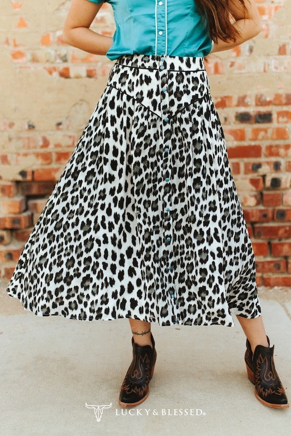 Leopard Pearl Snap Skirt