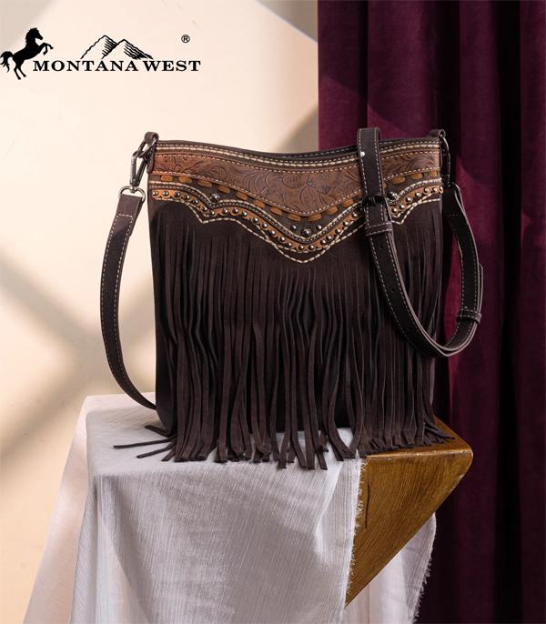 Montana West Chocolate Fringe Crossbody Purse