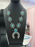 Turquoise Stamped Cluster Necklace and Earrings Set