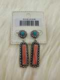 Orange/Turquoise Concho Post Earrings