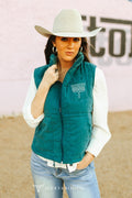 Teal Boot Stitch Puffer Vest