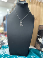 Turquoise Boot Scroll Letter Necklace