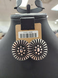 Silver Bead Stamped Cluster Post Earrings