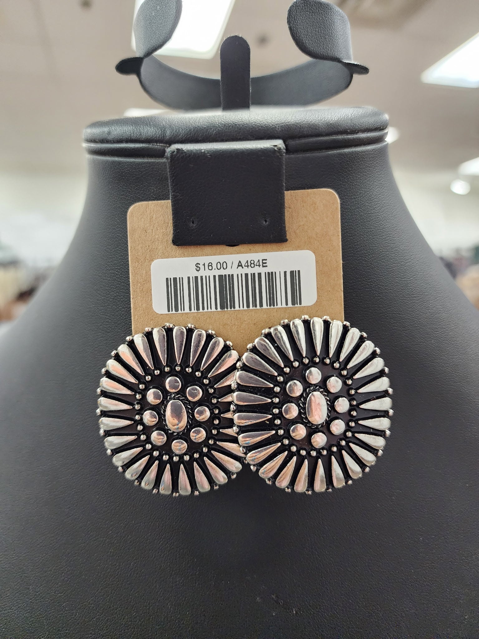 Silver Bead Stamped Cluster Post Earrings