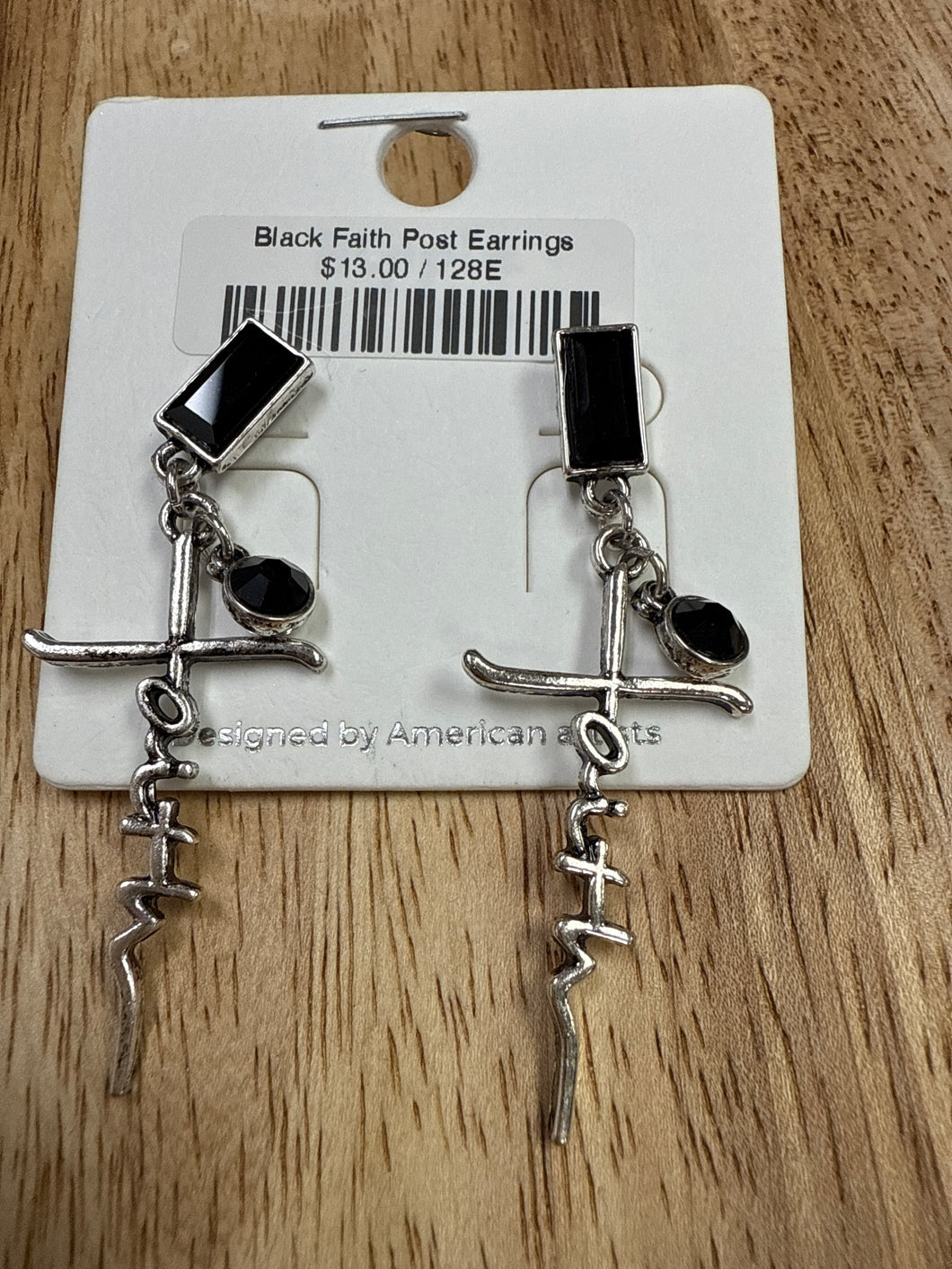 Black Faith Post Earrings
