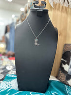 Turquoise Boot Scroll Letter Necklace