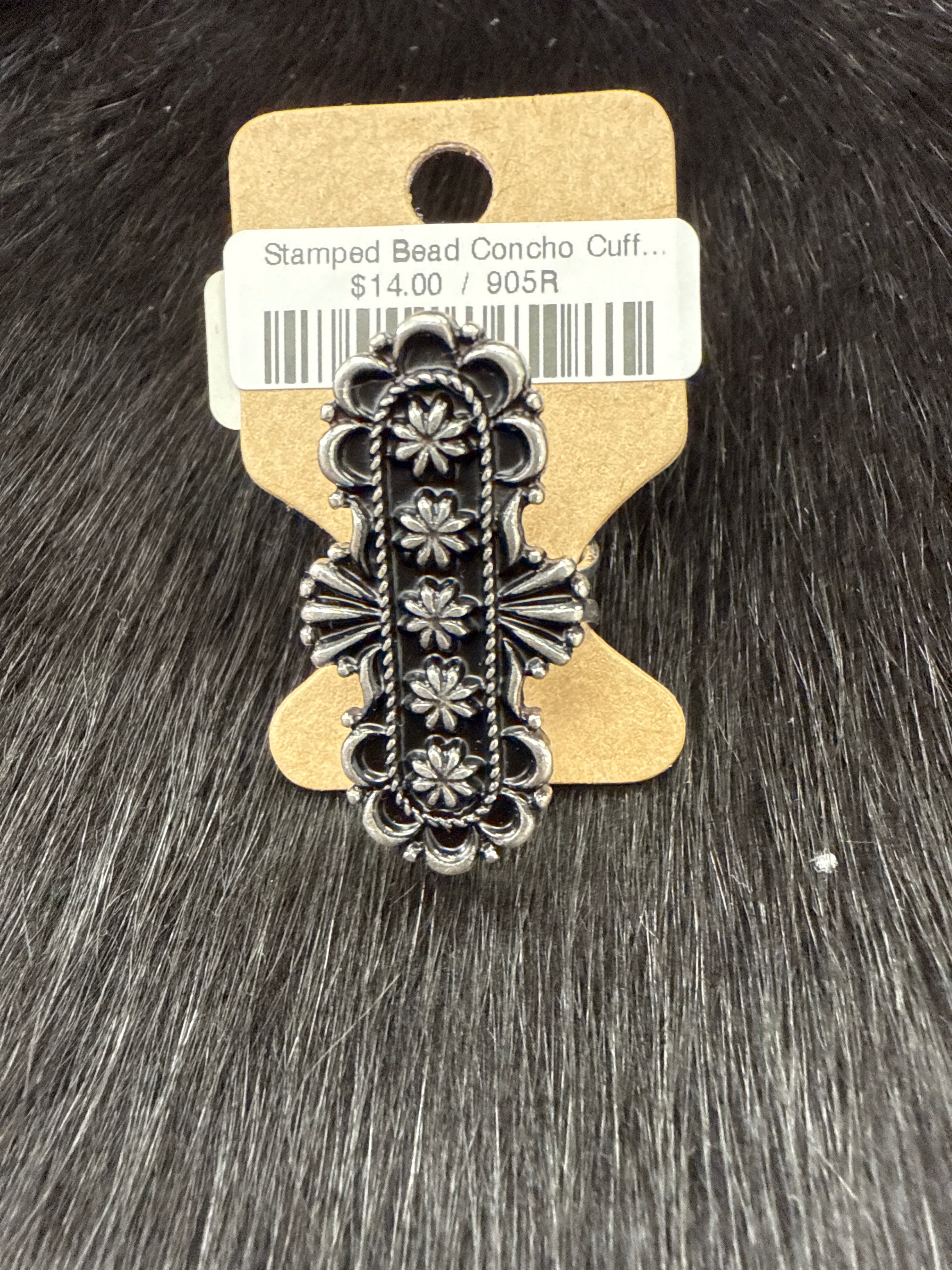 Stamped Bead Concho Cuff Ring