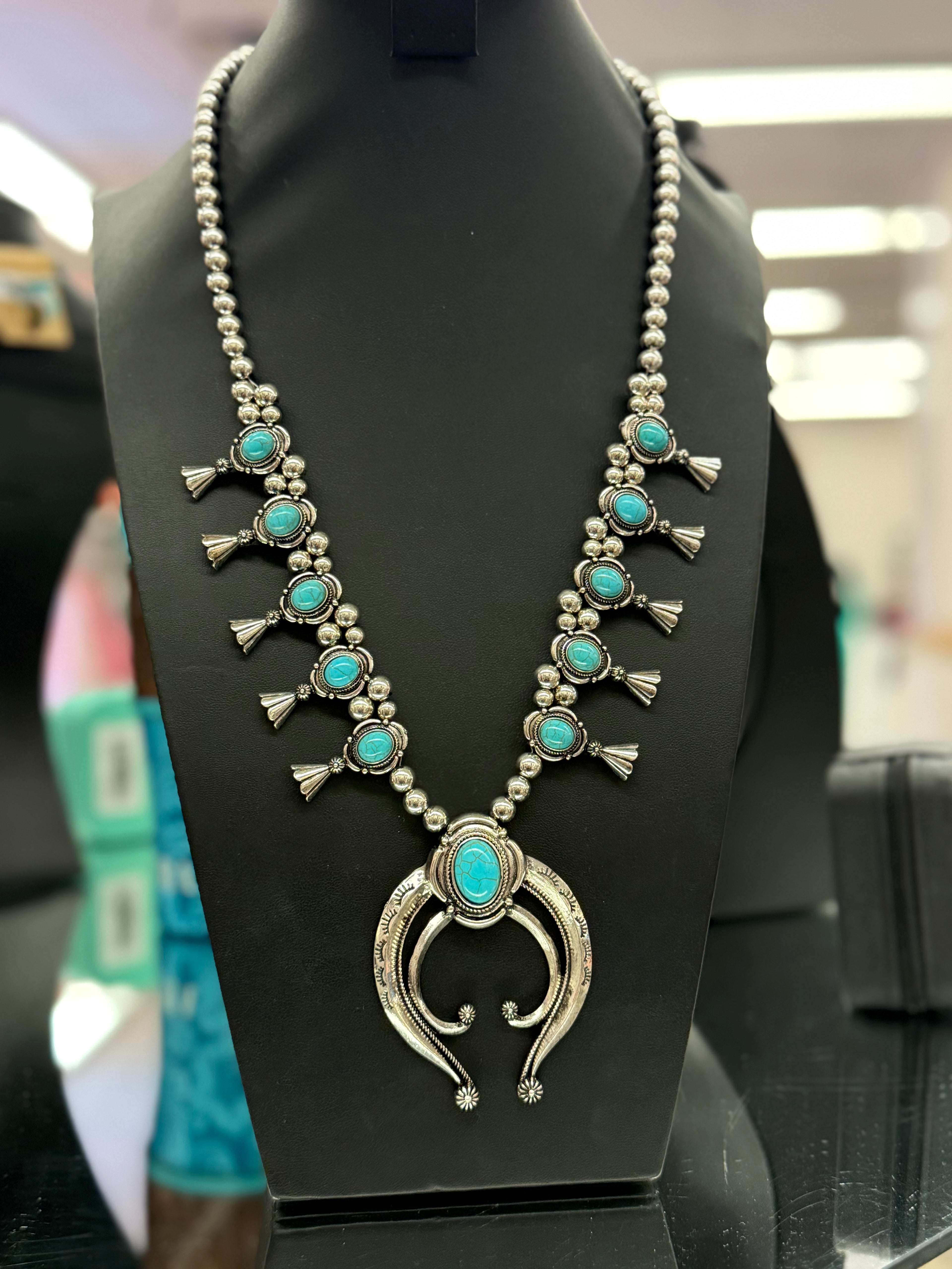 Asdzaa Turquoise Signature Squash Necklace