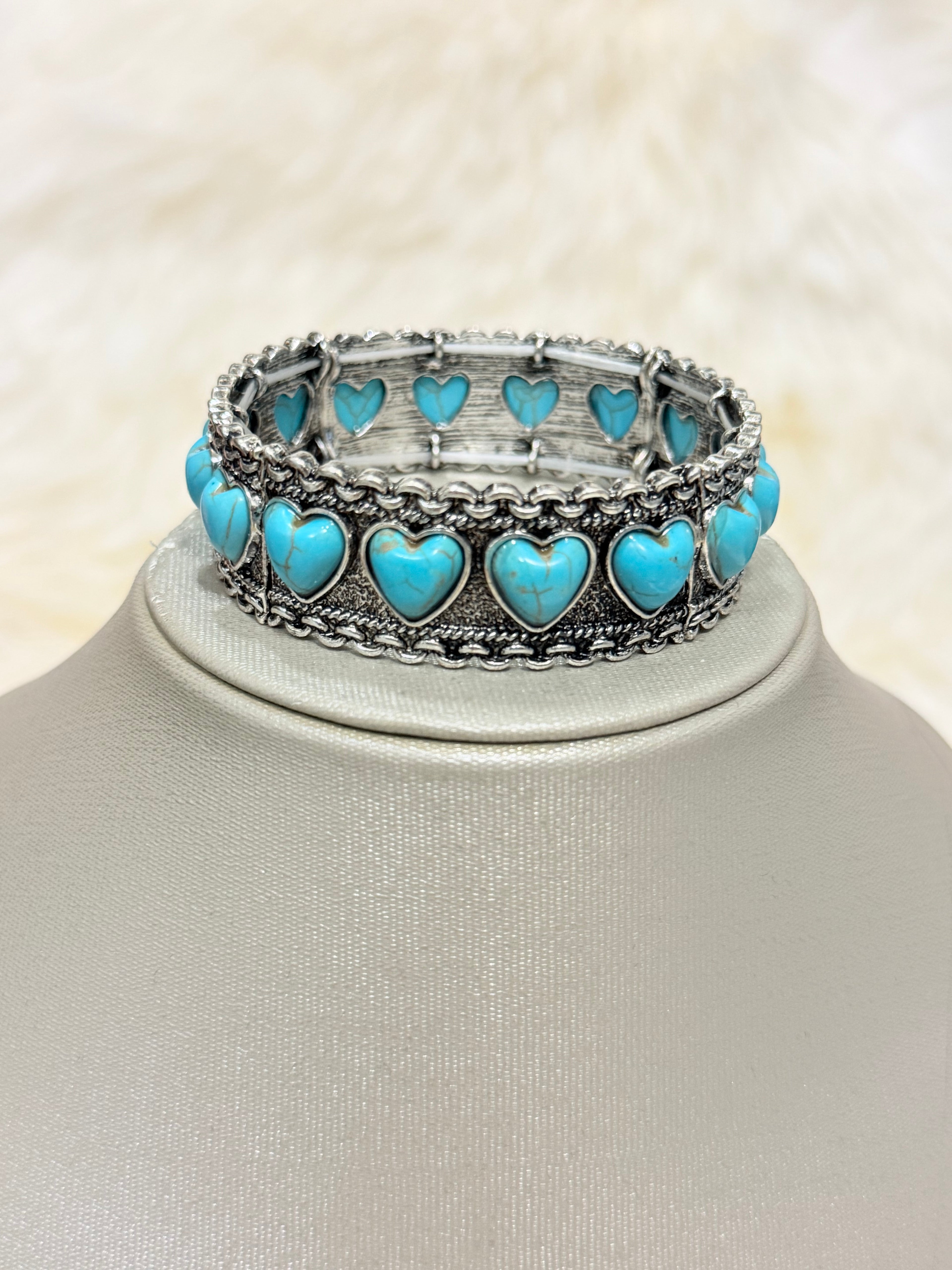Turquoise Heart Stretch Bracelet