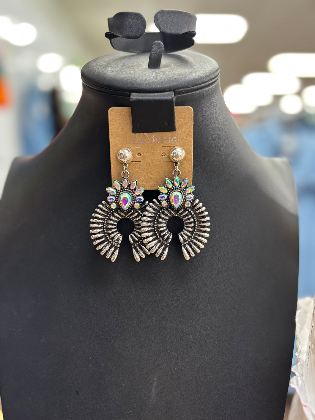 Crystal Stamped Naja Post Earrings