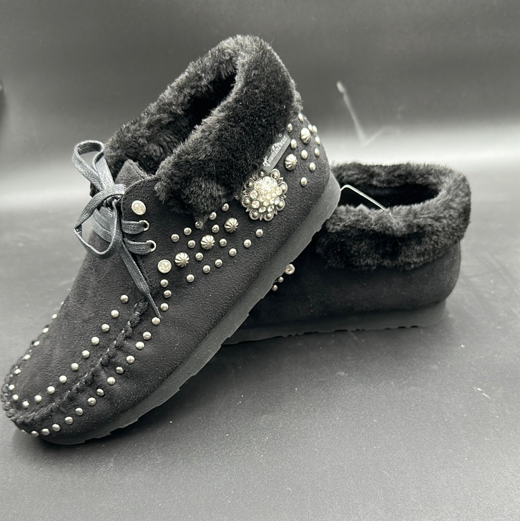 Montana West Black Concho Lux Moccasins