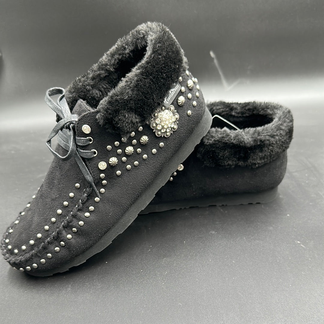 Montana West Black Concho Lux Moccasins