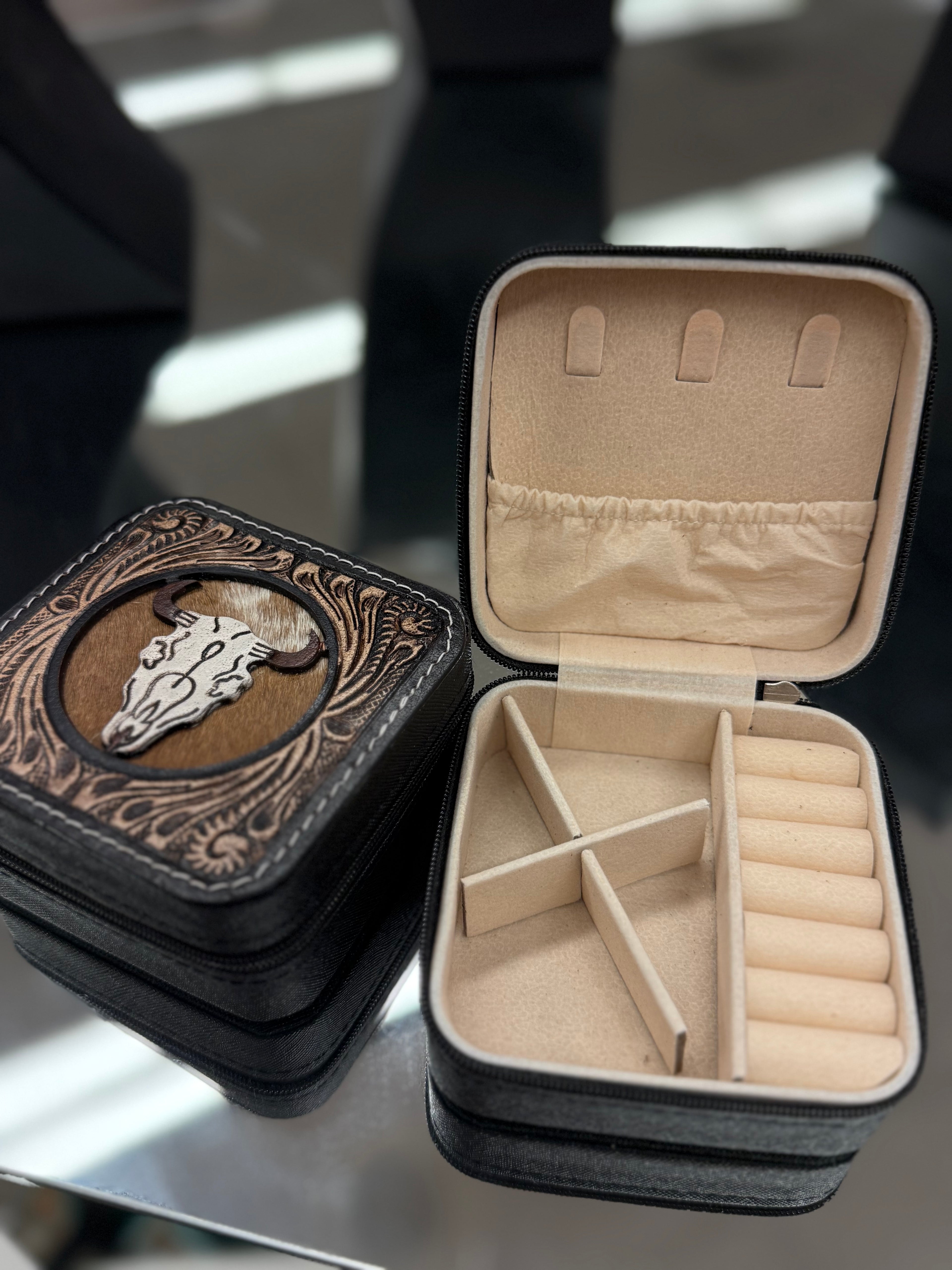 Leather Steer Cowhide Jewelry Box