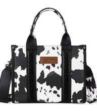 Load image into Gallery viewer, Wrangler Black Cow Print Mini Tote Crossbody
