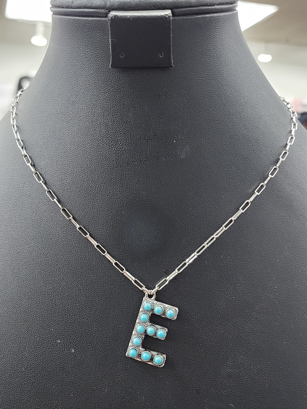 Turquoise Cluster Letter Necklace