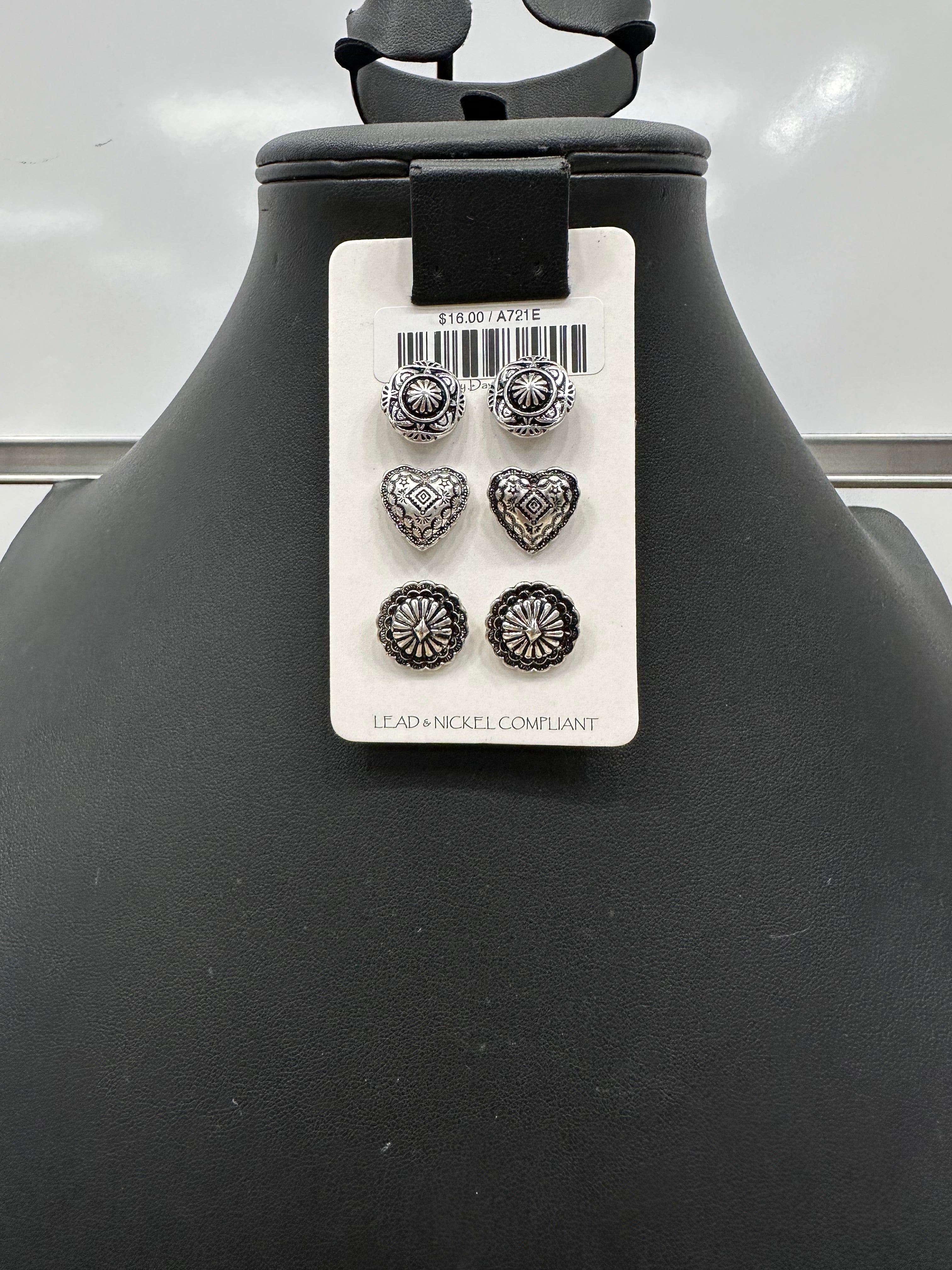 Heart Concho 3PC Earrings Set