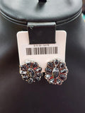 Black Stone Cluster Post Earrings