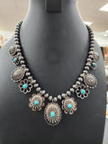 Turquoise Floral Concho Necklace