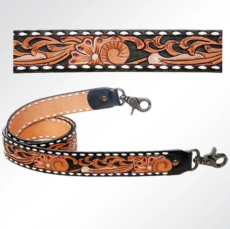 Black Filigree Tooled Purse Strap