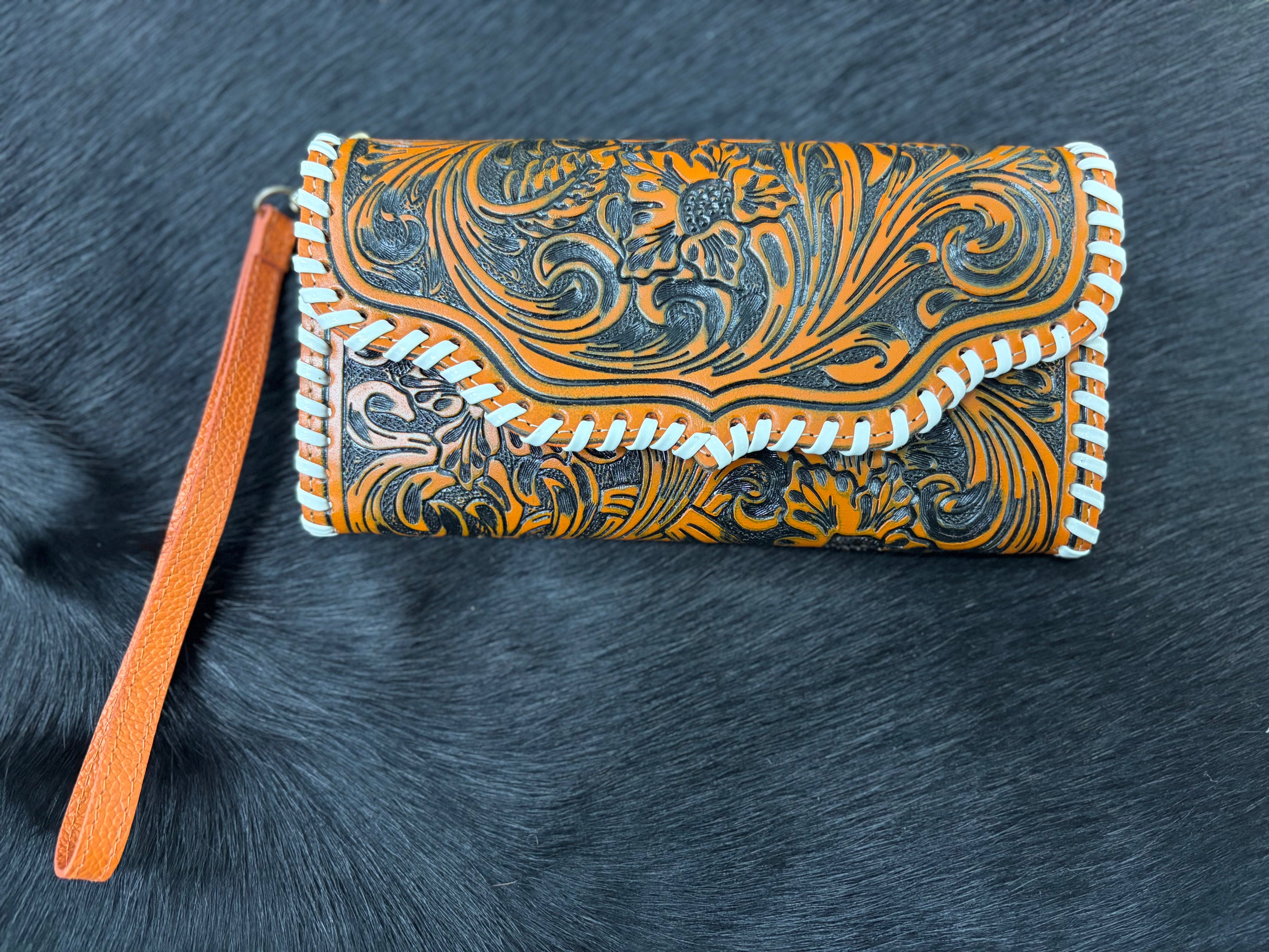 Roses in the Desert Hand Tooled Wallet