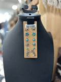 Turquoise Horse 6PC Post Earrings Set